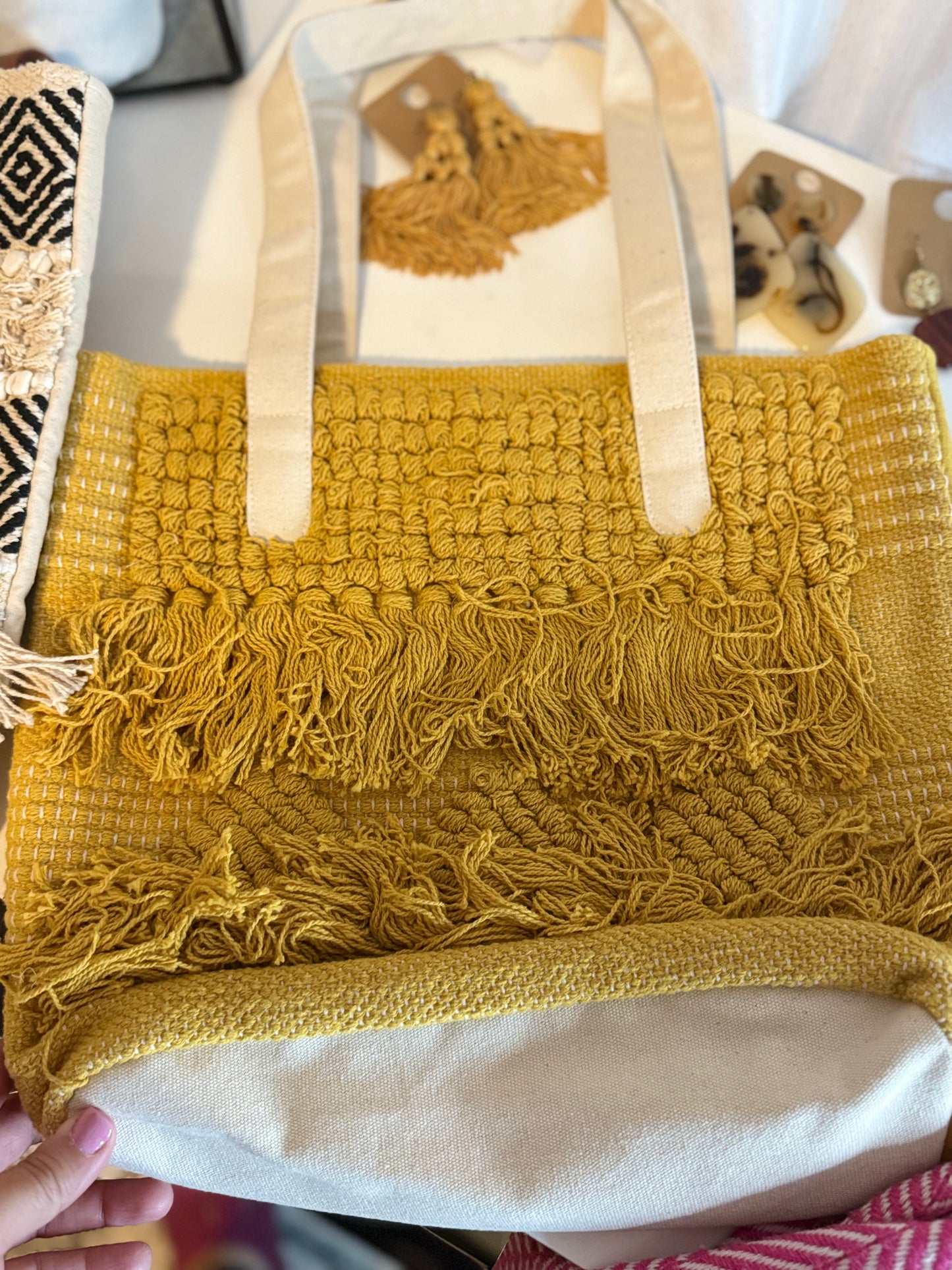 Tote Bag - Tassled & Tufted Mustard